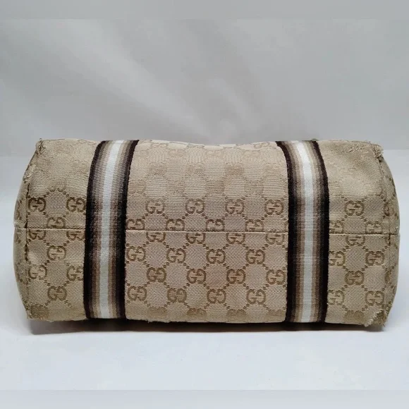 Authenticated Gucci Tote Bag With Heart Charm Canvas 139261 Brown & Beige Shoulder Bags